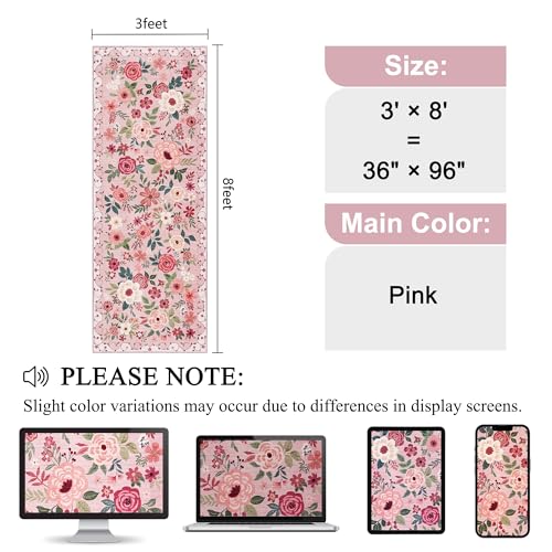 3x8 Kitchen Runner Rug (Pink / 3' x 8' (Rectangular))