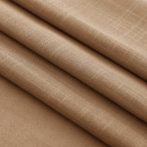 Brown Curtains for Living Room Back Tab Modern Farmhouse Semi Sheer Curtains 144 inches Long 2 Panels Set Muted Neutral Window Curtain for Dining Room Bedroom 52x144 (Brown / 52"W x 144"L (Pack of 2))