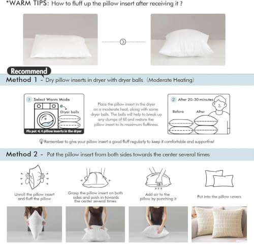 12x12 Inch Pillow Inserts Pack of 4 (12x12 Inch)