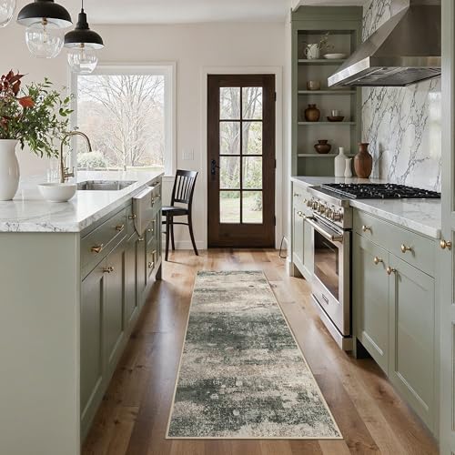 2x6 Runner Rug for Hallway (Dark Sage/Grey / 2' x 6' (Rectangular))
