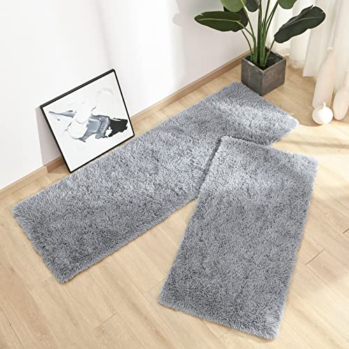 Soft Area Rugs for Bedroom Living Room Plush Fluffy Rug 2x4 (Grey / 2' x 4' (Runner))