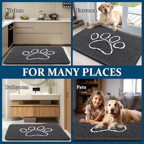 Dog Door Mat for Muddy Paws 40x32 (Dark Grey / 40" X 32")