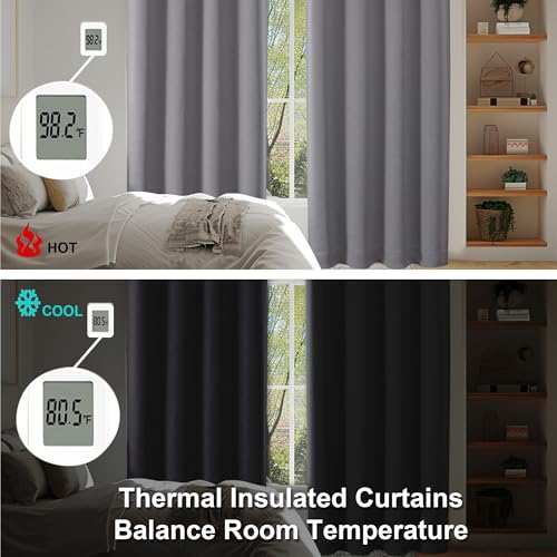Ava Light Grey Short 36 Inches Blackout Curtain 2 Panels Set (Light Grey / 40"W x 36"L (Pack of 2))
