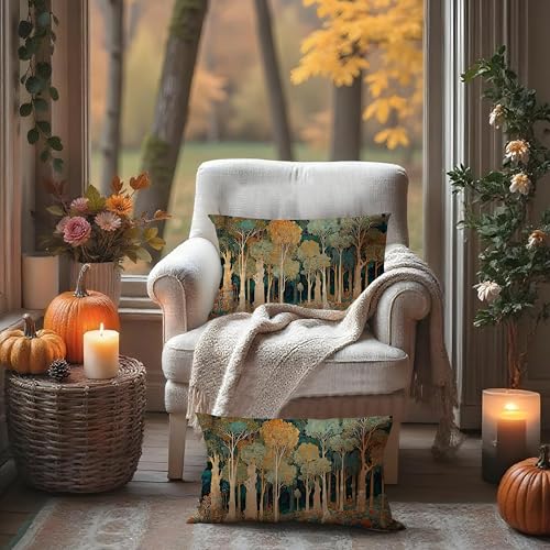 Rustic William Morris Inspired Forest Green Pillow Covers 12x20 Set of 2 (Forest-orange 04 / 20" x 12" (Pack of 1))