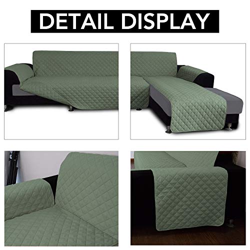Reversible L Shape Sectional Couch Cover (Small / Greyish Green/Greyish Green)