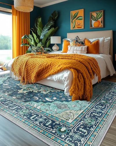 Washable Area Rug (Teal / 10' x 12' (Rectangular))