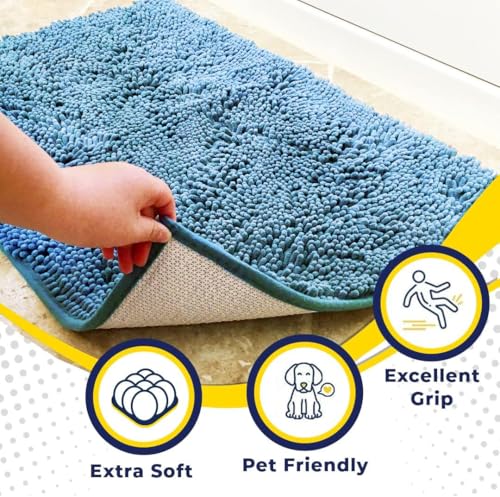Super Water Absorbent Door Mat Indoor (Sky Blue / 18" x 28")