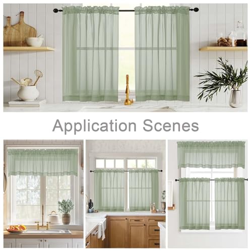 Cafe Curtains 36 Inch Length Tier 2 Pieces (Sage Green / 42"W x 36"L (Pack of 2))
