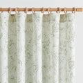 Green Floral Linen Curtains 84 Inch Vintage Back Tab 2 Panels (Flower Green on White / 50"W x 84"L (Pack of 2))