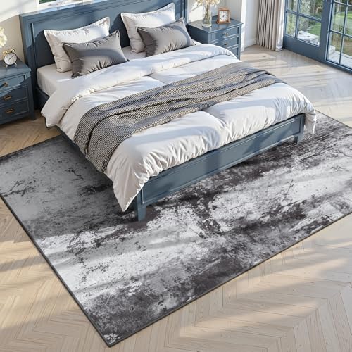 Abstract Area Rug 5x7 Modern Washable Rug Soft Non Slip Rug Low Pile for Bedroom Living Room Dining Room Slate Grey (Slate Grey / 5' x 7' (Rectangular))