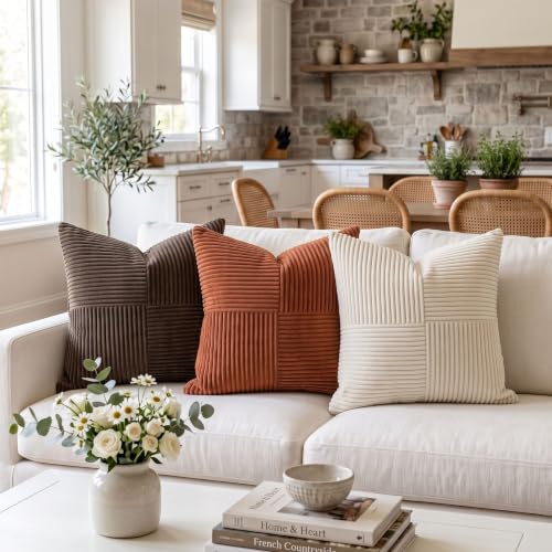 2 Packs Rust Decorative Throw Pillow Covers 20x20 Inch for Living Room Couch (Rust / 20" x 20" (Pack of 2))