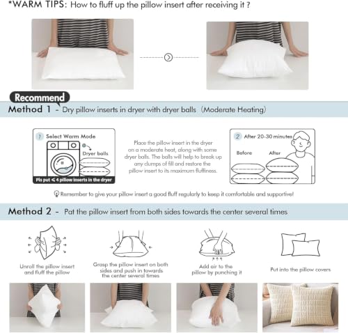18x18 Inch Throw Pillow Insert for Couch Sofa Bed (18x18 Inch)