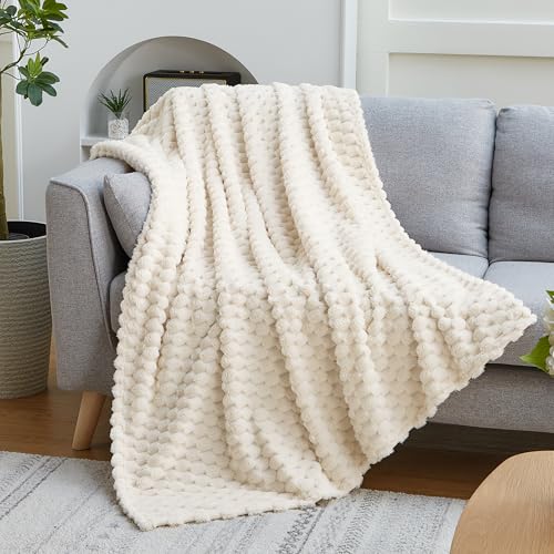 Turtle Shell Throw Blanket Cream for Couch Gentle Soft Fleece (Cream / Throw)