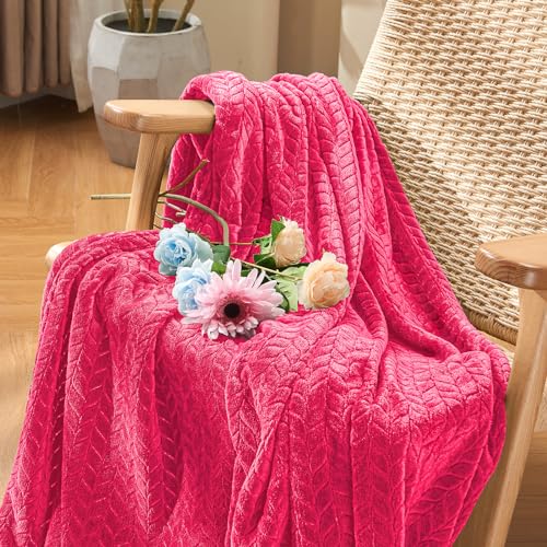 Hot Pink Fleece Throw Blanket for Women (Hot Pink / Throw/Travel-50x60 IN)