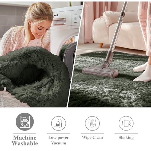 Olive Green Round Rugs for Bedroom (6 Ft Round / Olive Green)