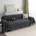 Boho Couch Cover Navy Sofa Covers with Tassel Farmhouse Sofa Slipcover Simple Couch Protector for Dogs Chenille Sectional Couch Covers L Shaped Couch Cushion Covers (91" x 134" / 9# Lines Navy)