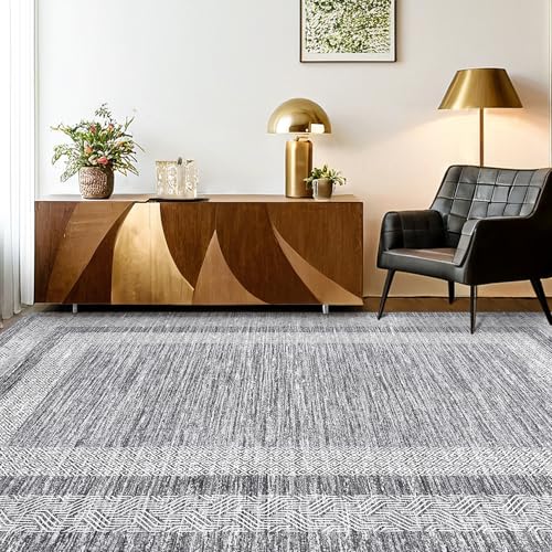 6x9 Washable Area Rug Distressed Geometric Floor Carpet (Grey / 6' x 9' (Rectangular))