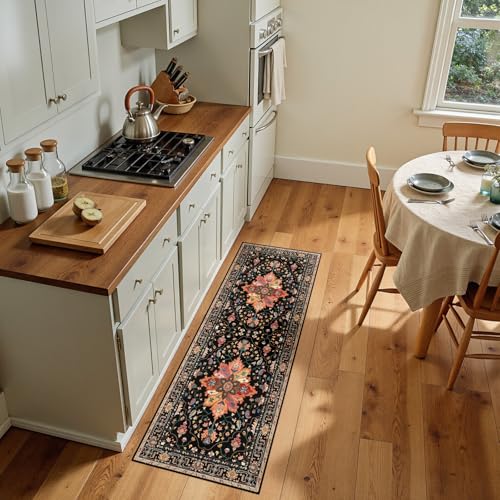 Washable Area Rug (Black/Colorful / 2' x 5' (Rectangular))