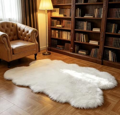 Faux Fur Rug White Fluffy Sheepskin Area Rug (White / 4' x 6' (Sheepskin))