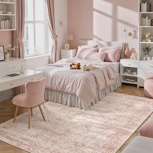 6x9 Area Rug for Living Room Washable Rugs Non (Pink / 6' x 9' (Rectangular))
