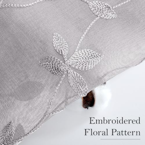 Light Grey Sheer Curtains Vine Embroidered (52"W x 84"L (Pack of 2) / Vine Light Grey)