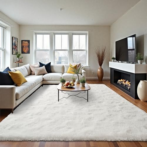 Area Rugs Fluffy Living Room Carpets for Kids Bedroom 4x5.3 (Cream / 4' x 5.3' (Rectangular))