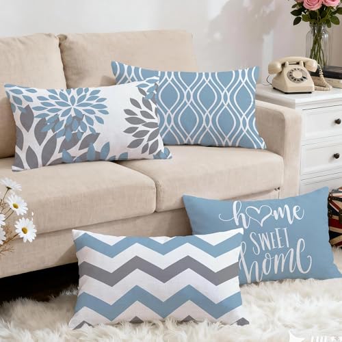 Throw Pillow Covers 12x20 (Blue Aqua / 20" x 12" (Pack of 4))