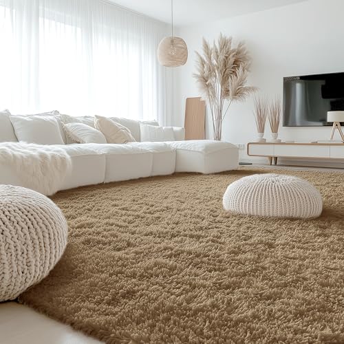 9x12 Machine Washable Large Area Rugs for Living Room (9x12 Ft / Taupe)