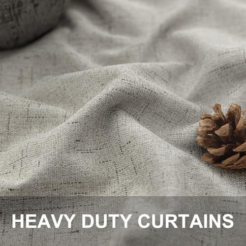 Linen Blackout Curtains 84 Inch Length 2 Panels Set for Living Room Bedroom Back Tab Thermal Insulated 100% Black Out Linen Drape Room Darkening Window Curtain 84 Inch Long Stone Taupe Birch Tan Beige (Stone / 52"W x 84"L (Pack of 2))