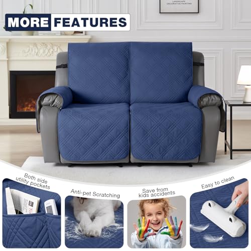 100% Waterproof Loveseat Recliner Covers 2 Seater (Ocean Blue / 2 Seater Standard)