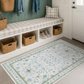 Blue and Green Washable Rugs 3x4 (3' x 4' (Rectangular) / Cream Green)