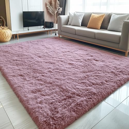 5x8 Machine Washable Large Area Rugs for Living Room (5x8 Ft / Blush)