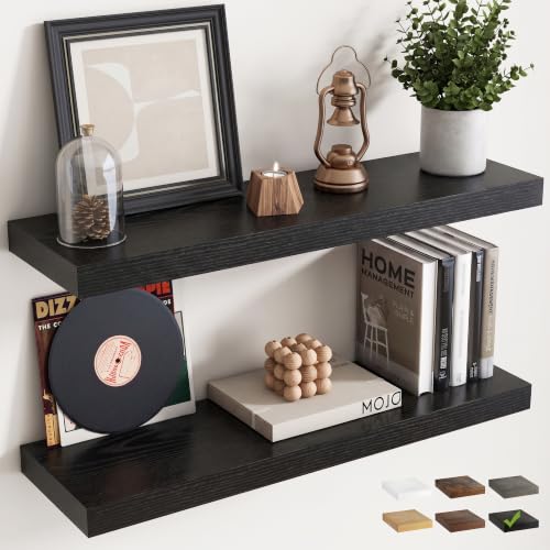 32 Inch Floating Shelves for Wall 2 Pack (Black Finish / 32"Wx8"Dx1.4"H, 2Pack)