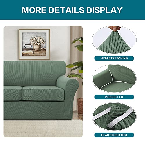 4 Piece Sofa Covers for 3 Cushion Couch Sofa Slipcover Soft Couch Cover for Dogs (Sofa (3 Cushion) / Loden Frost)