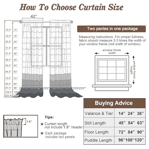 White Sheer Curtains 96 inches Long 2 Panels Set (White / 42"W x 96"L (Pack of 2))