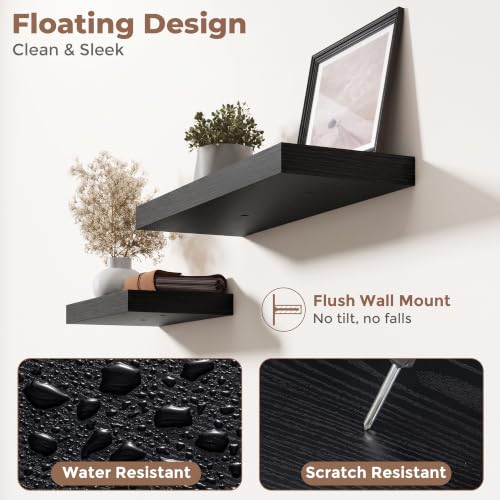 32 Inch Floating Shelves for Wall 2 Pack (Black Finish / 32"Wx8"Dx1.4"H, 2Pack)