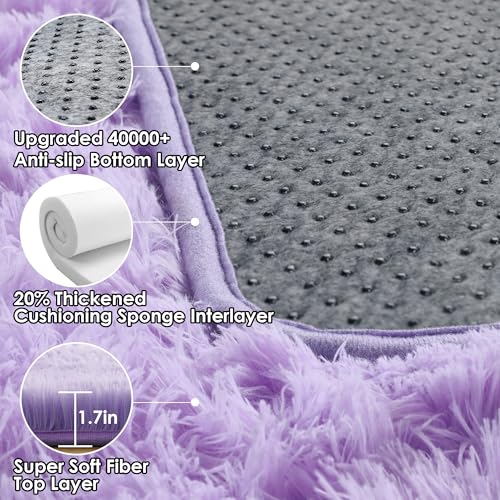 Purple Rugs for Living Room Bedroom (Light Purple / 5' x 8' (Rectangular))