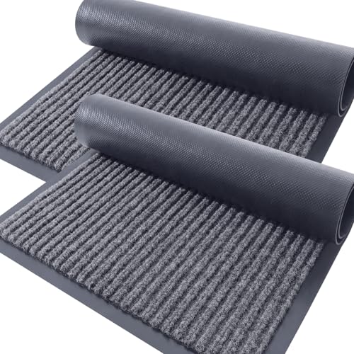 2 Pack Front Door Mats 59x34 (Grey / 59" x 34")