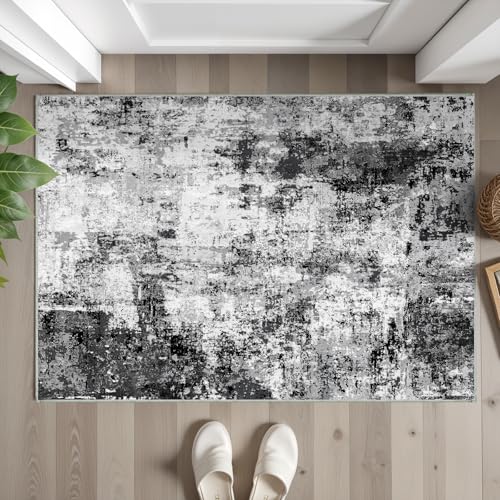 2x3 Small Washable Area Rug (Black/Grey / 2' x 3' (Rectangular))