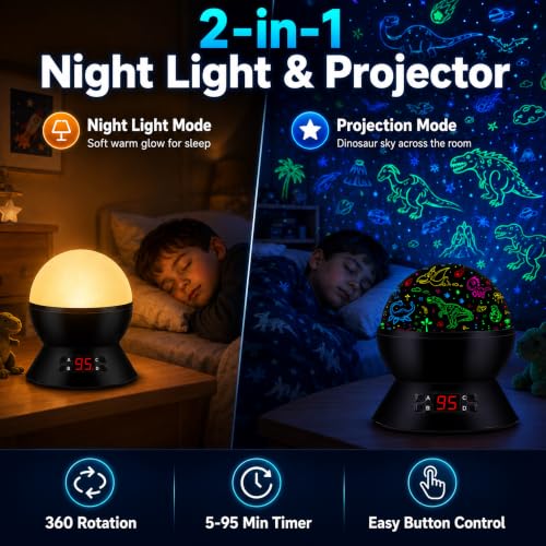 Dinosaur Night Light Projector for Kids (Light Black-2)