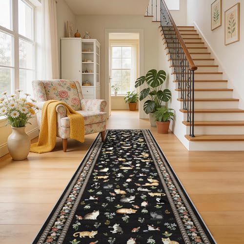 2x10 Washable Hallway Runner Rug (Black / 2x10)