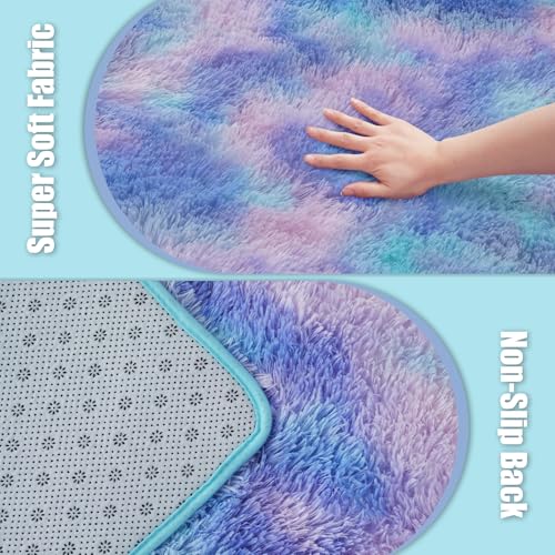 9x12 Fluffy Area Rugs for Living Room Bedroom (Rainbow Purple / 9' x 12' (Rectangular))