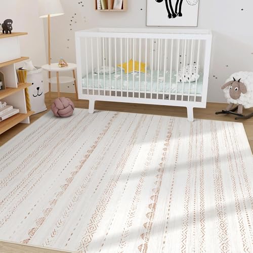 Boho 3x5 Area Rug Living Room Rugs Machine Washable Beige (Beige Brown / 3' X 5' (Rectangular))