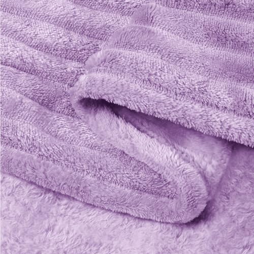 3D Ribbed Lavender Fleece Throw Blanket for Couch (Lavender / Throw(50"x60"))