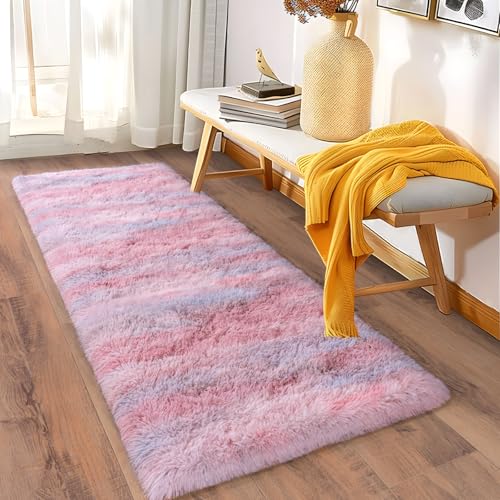 Soft Runner Rugs for Bedroom Hallways (2' x 6' (1 pc) / Abstract Pink)