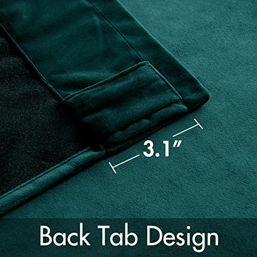 Velvet Blackout Curtains 52x90 inches 2 Panels Emerald Green (Teal Green / 52"W x 90"L (Pack of 2))