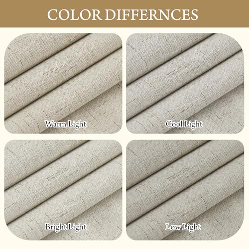 100% Blackout Linen Curtains 84 inches Long 2 Panels Set (Z - Beige / 52"W x 84"L (Pack of 2))