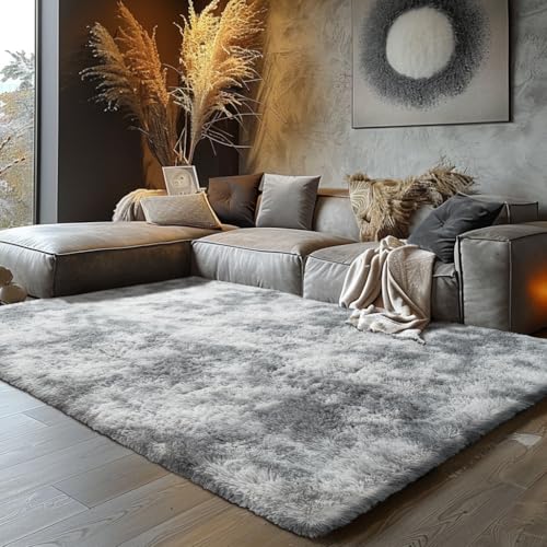 Shag Area Rugs for Bedroom Living Room (Mottling Grey / 4' x 6' (Rectangular))