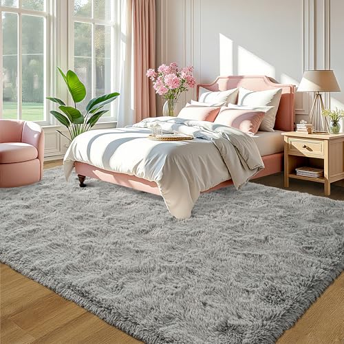 Area Rugs Fluffy Living Room Carpets for Kids Bedroom 6x9 (Grey / 6' x 9' (Rectangular))