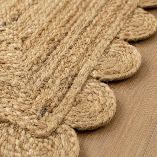 Jute Runner Rug 2.5x16 Ft with Scalloped Border (Natural / 2'7" x 16' (Rectangular))
